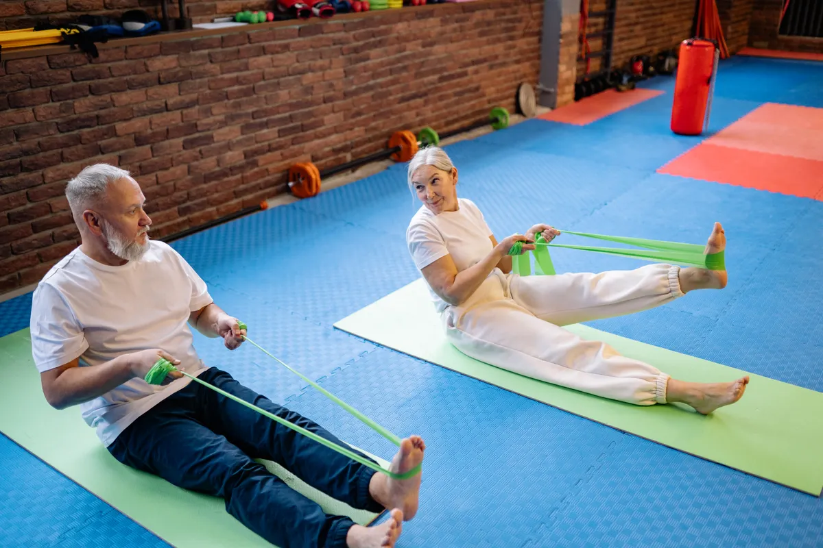 Older adults exercising with resistance bands