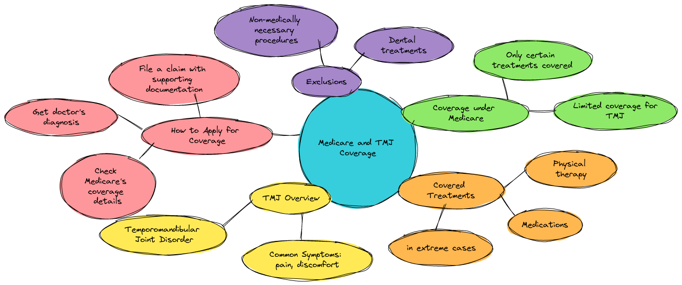 mindmap diagram of Medicare and TMJ Coverage: A Guide