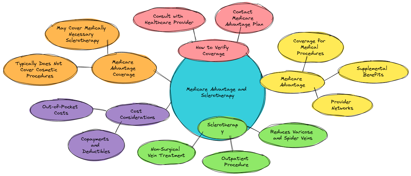 a mindmap diagram of "Medicare Advantage and Sclerotherapy"