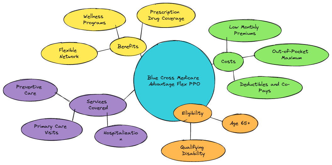 mindmap diagram of What Is Blue Cross Medicare Advantage Flex PPO